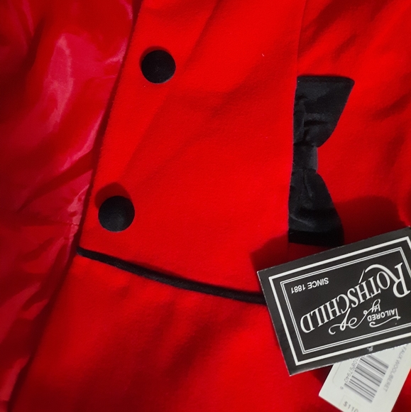NWT Rothschild Tailored Velvet Bow Faux wool Coat & Beret red Sz 5/6 Gir… - Picture 2 of 2